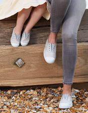 Hampton Canvas Plum Plimsolls, Silver (SILVER), large