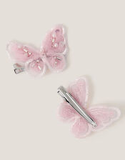 2-Pack Embellished Butterfly Bridesmaid Hair Clips, Pink (PINK), large