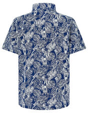 George Animal Print Short Sleeve Shirt, Blue (NAVY), large