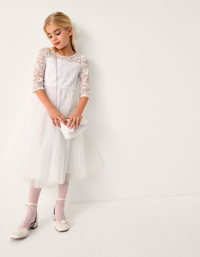 Alberta Rose Lace Communion Dress, White (WHITE), large