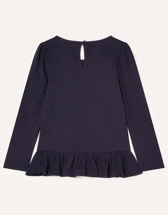 Embellished Heart Long Sleeve Top , Blue (NAVY), large