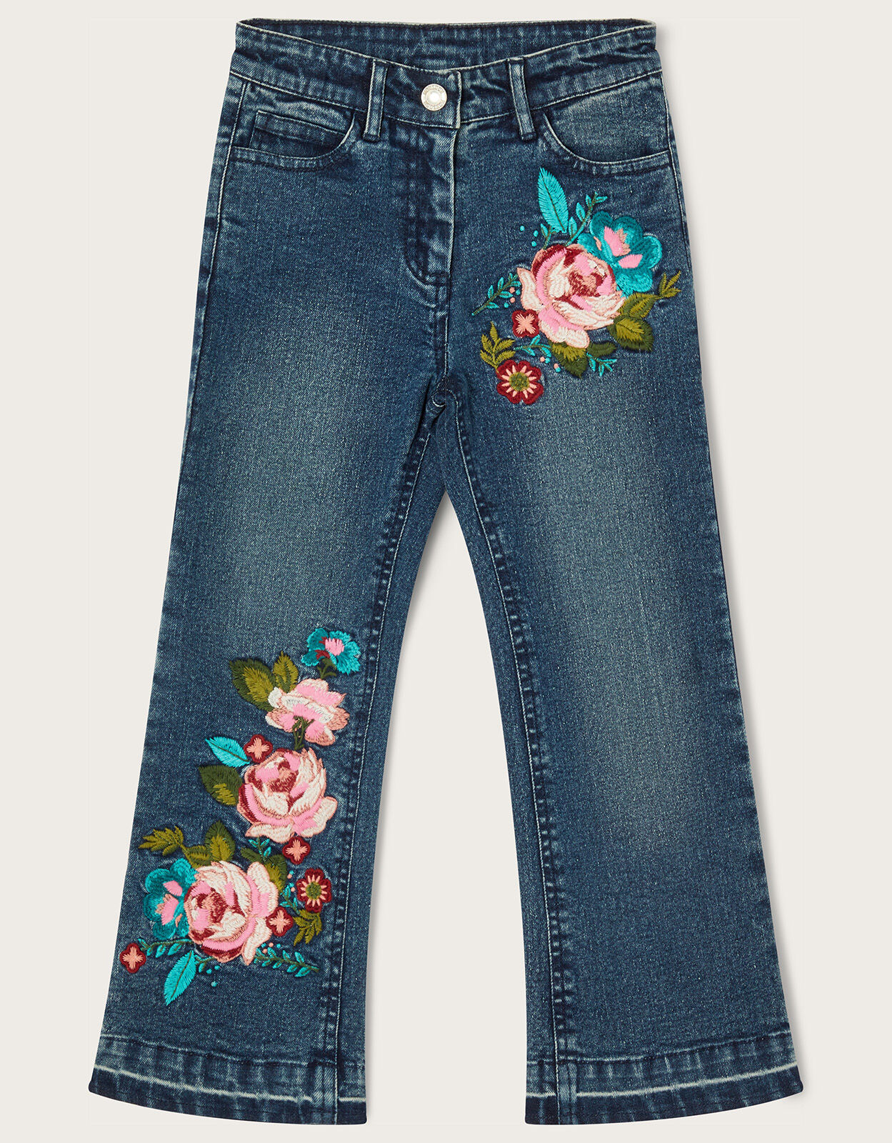 Rose embroidered jeans hotsell womens