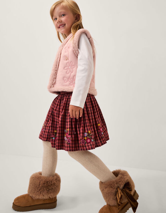 Floral Embellished Suedette Gilet, Pink (PINK), large