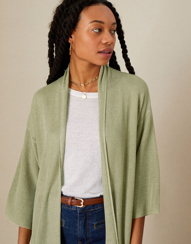 Sari Longline Shawl Cardigan in Recycled Polyester, Gold (GOLD), large