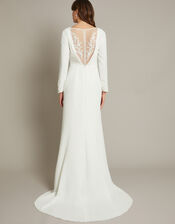 Aleah Long Sleeve Cowl Lace Wedding Dress, Ivory (IVORY), large