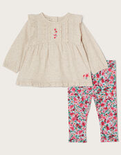 Newborn Jersey Floral Top and Legging Set, Pink (PINK), large