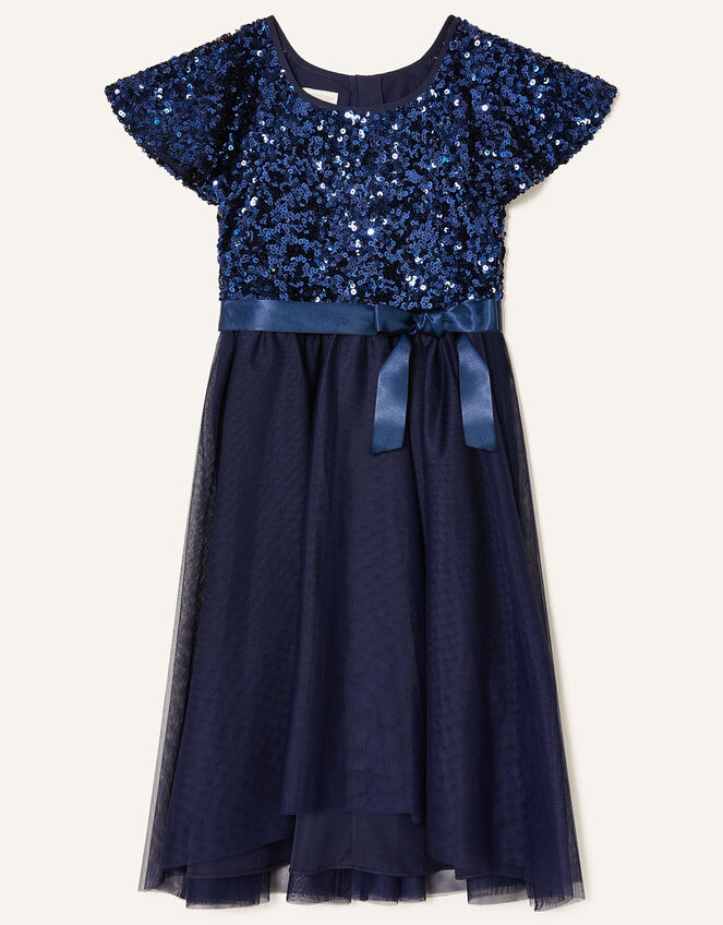 Truth Sequin Flutter Sleeve Dress, Blue (NAVY), large