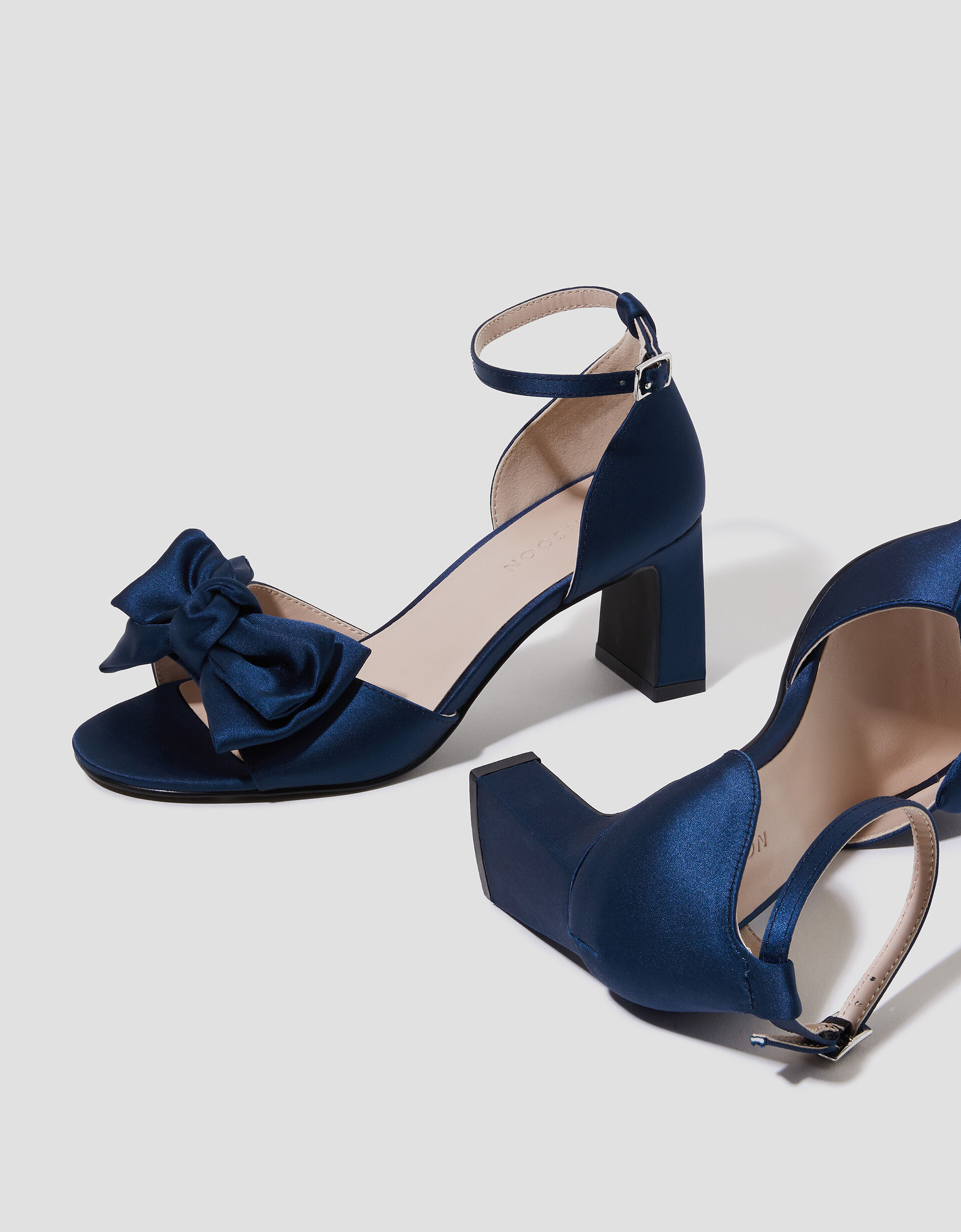Tilda Satin Bow Heels Blue | Occasion Shoes | Monsoon UK.