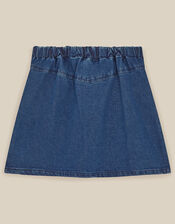 Jewel Flower Denim Skirt, Blue (BLUE), large