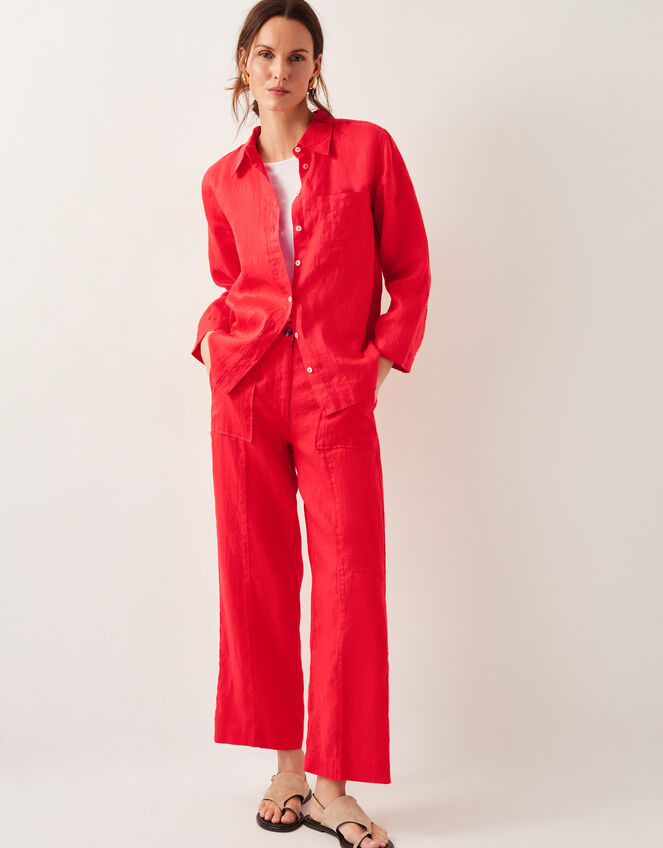 Thea Linen Shirt , Orange (CORAL), large