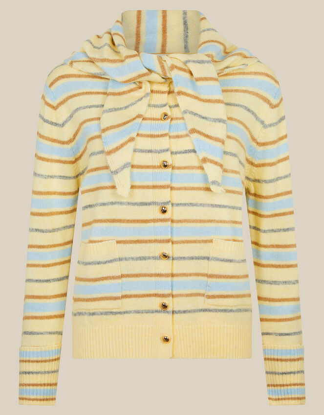 Shola Stripe Cardigan & Scarf, Yellow (BUTTER YELLOW), large