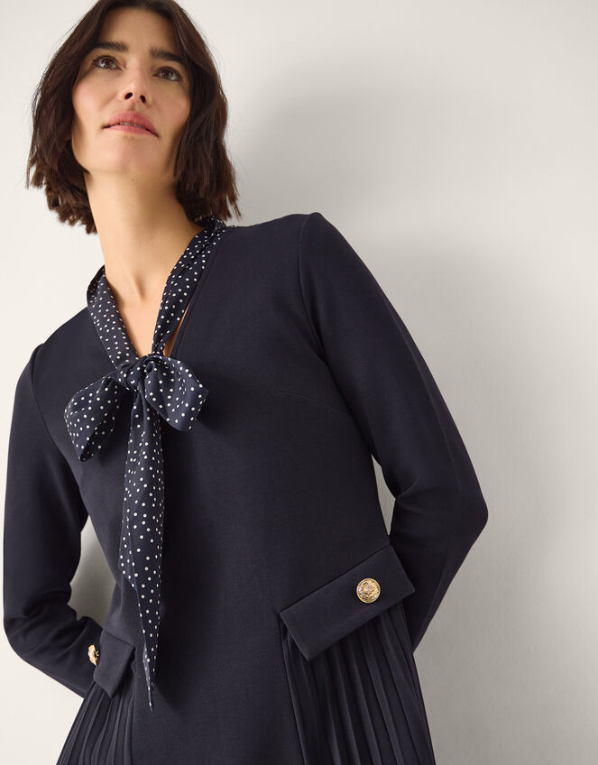 Jessie Jersey Pleat Midi Dress & Scarf Blue