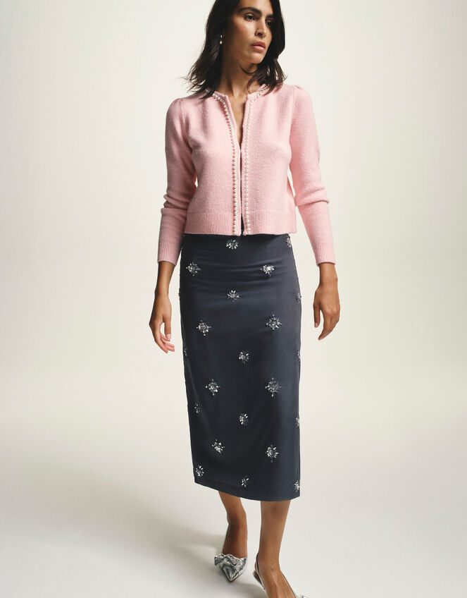 Hana Embellished Organza Midi Skirt, MID BLUE, large