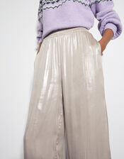 Lillie Metallic Wide Leg Trousers, Natural (CHAMPAGNE), large