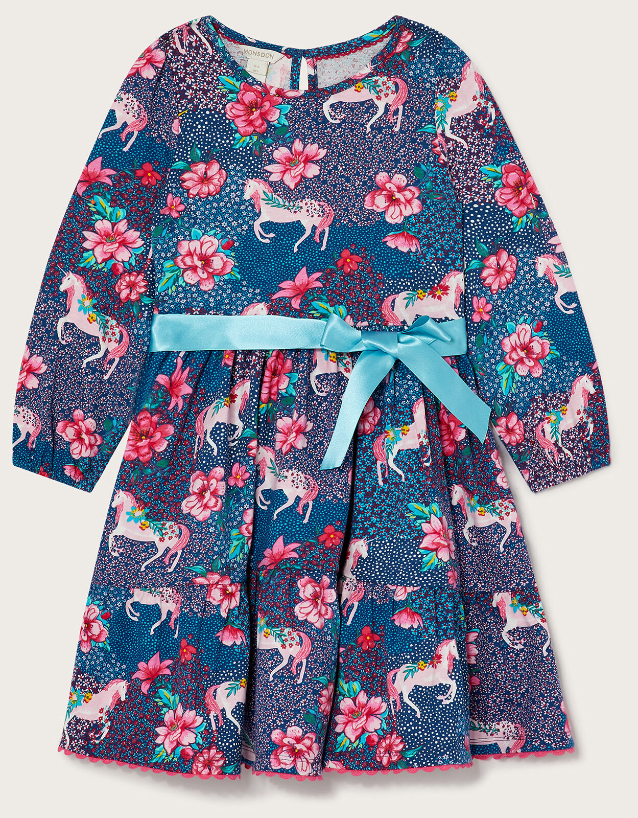 Unicorn Patchwork Jersey Dress Blue 