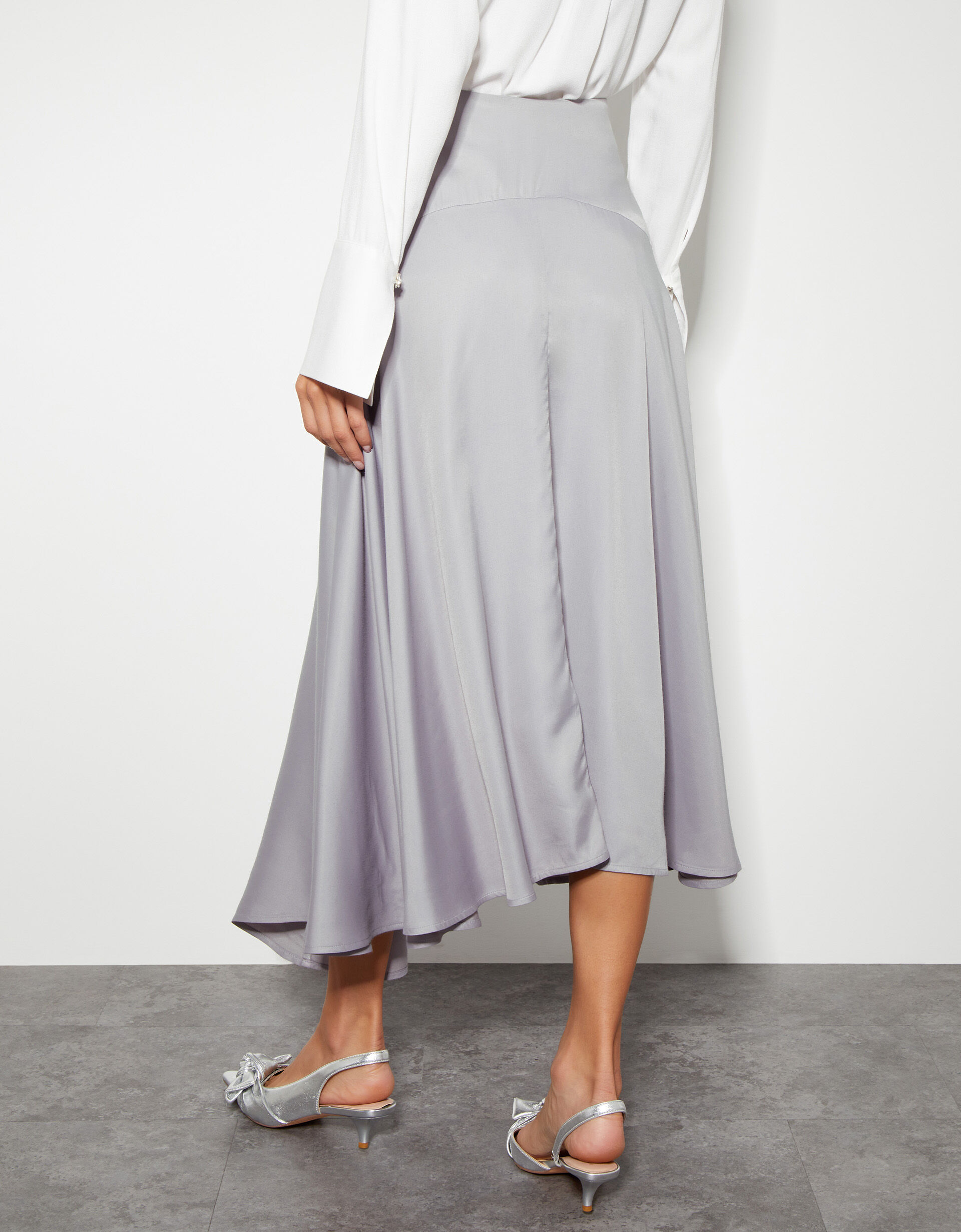 Women’s Satin Midi Skirt with Flared Hem