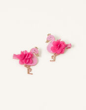 Flamingo Pom-Pom Hair Clip Twinset, , large