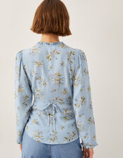 Sarah Floral Button Blouse, Blue (BLUE), large