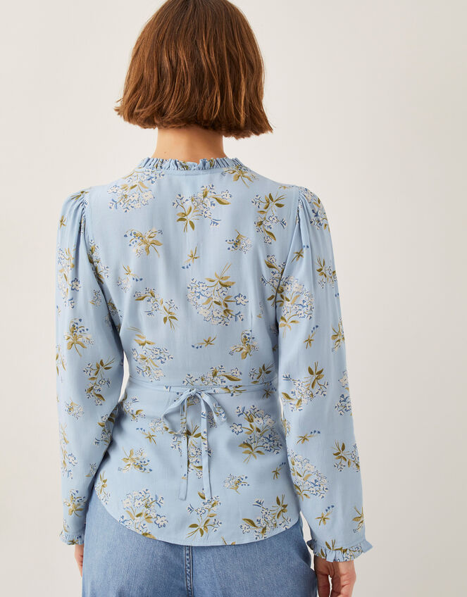 Sarah Floral Button Blouse, Blue (BLUE), large