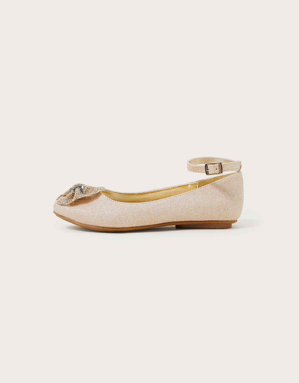 Polly Shimmer Bow Ballerina Flats Gold
