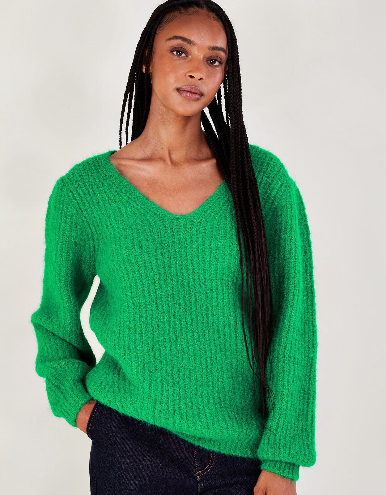 V Neck Jumper Green