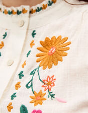 Emmy Embroidered Long Sleeve Top, White (WHITE), large