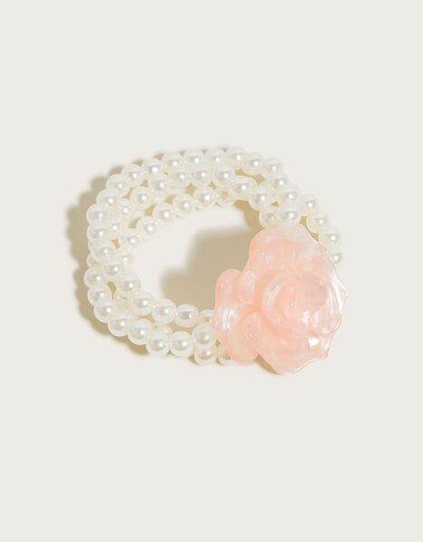 Resin Rose Pearl Stretch Bracelet, , large