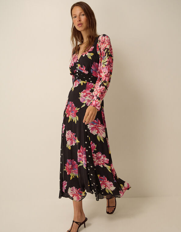 Kiri Floral Print Maxi Dress, Black (BLACK), large