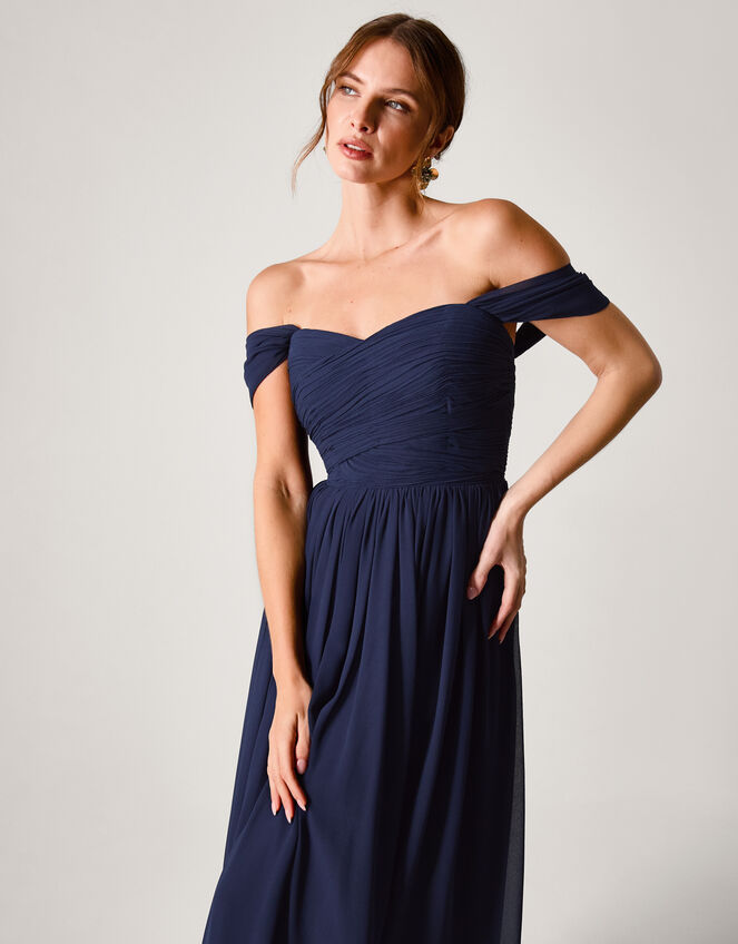 Evelyn Bardot Bridesmaid Dress, Blue (NAVY), large