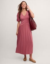 Mindy Pleated Jersey Midi Dress, Pink (PINK), large
