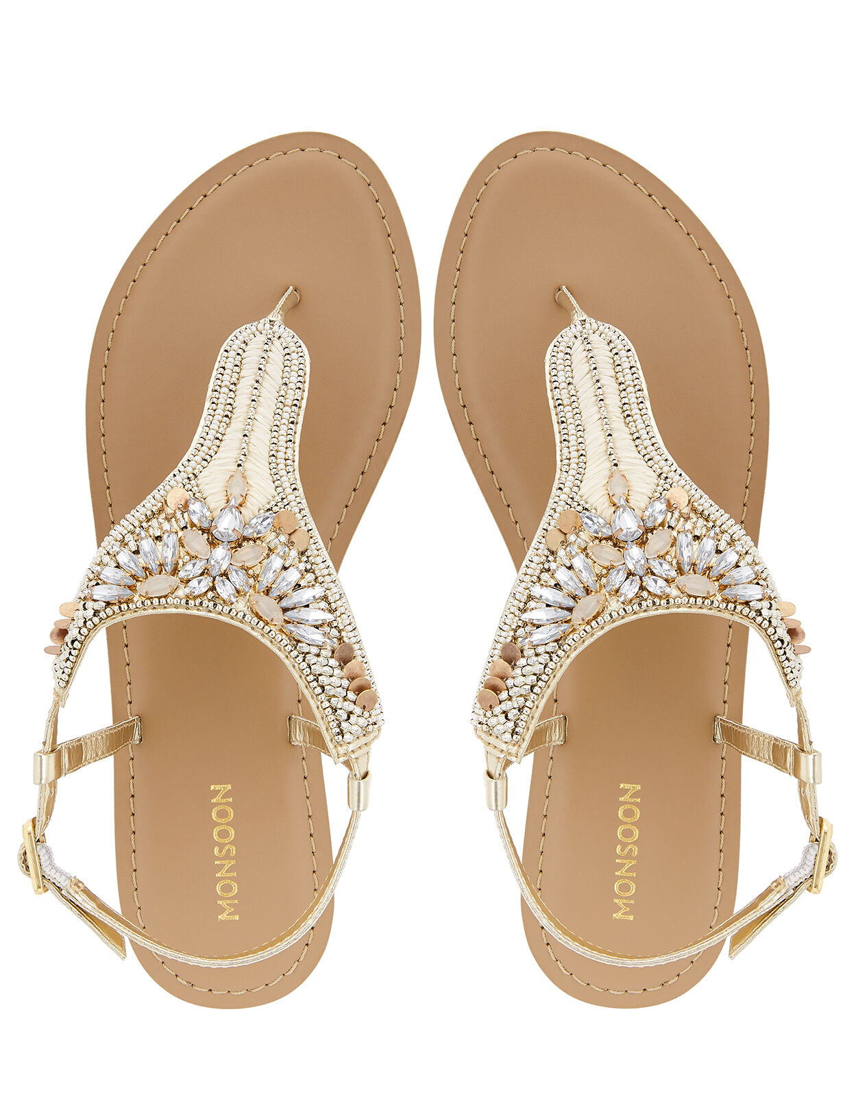 Rita Gem Embellished Toe Post Sandals Gold Women s Shoes