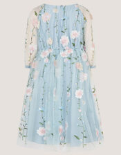 Willow Long Sleeve Embroidered Party Dress, Blue (BLUE), large