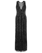 Rosie Linear Sequin Maxi Dress, Black (BLACK), large