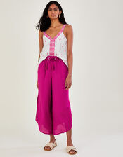 Embroidered Wide Strap V-Neck Cami , White (WHITE), large