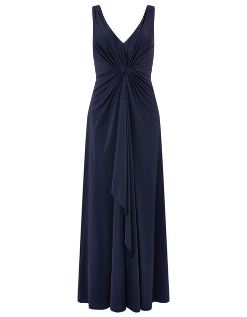 Jessie Jersey Twist V Neck Maxi Dress, Blue (NAVY), large