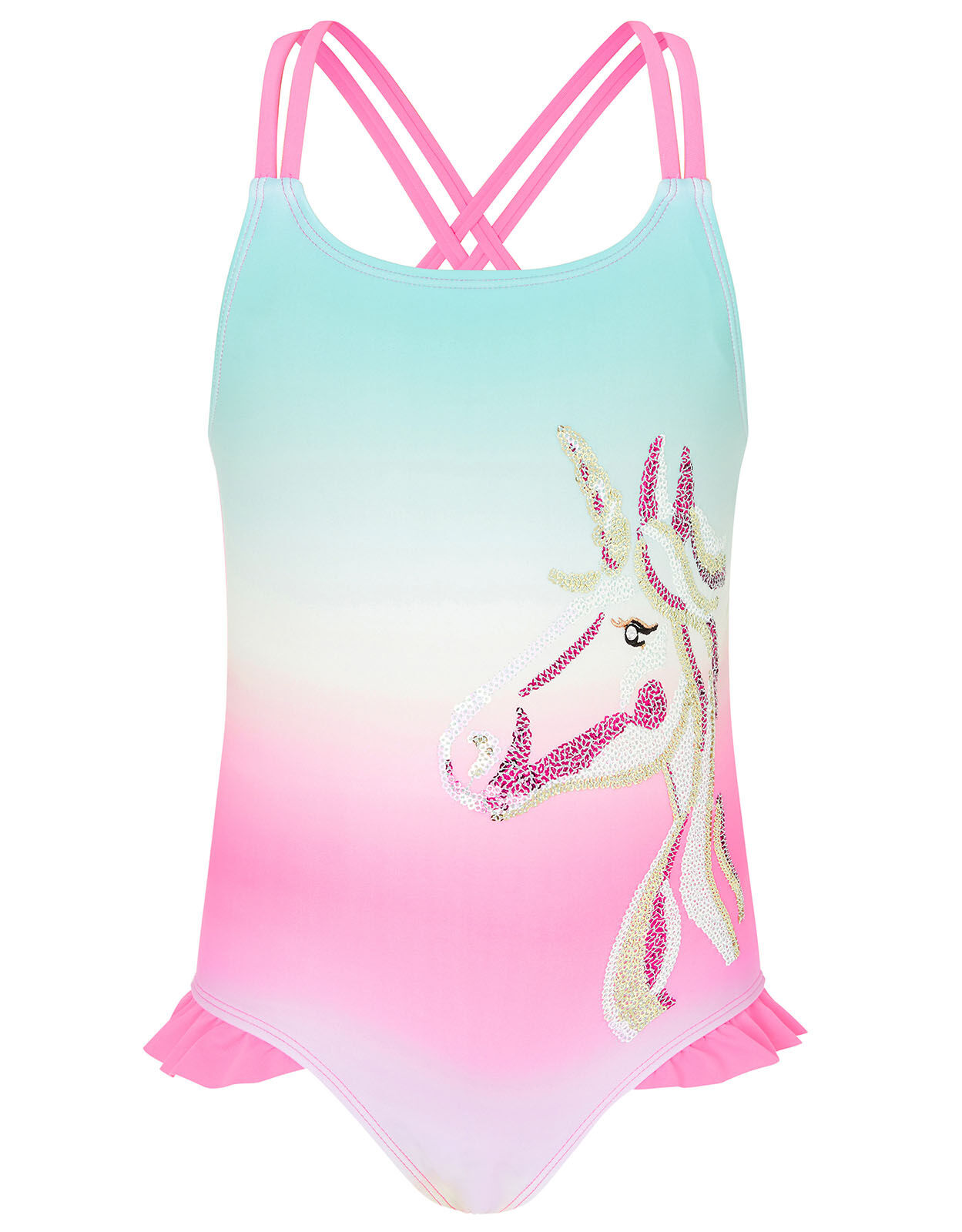 Sequin Unicorn Rainbow Swimsuit Multi
