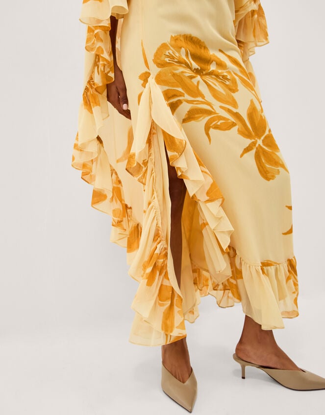 Joanna Ruffle Cape Chiffon Maxi Dress, Ivory (IVORY), large