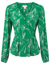 Jean Floral Fitted Blouse in Sustainable Viscose and LENZING™ ECOVERO™, Green (GREEN), large