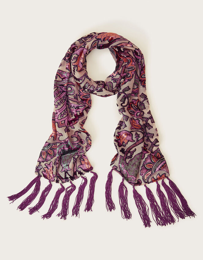 Devore Tassel Scarf, , large