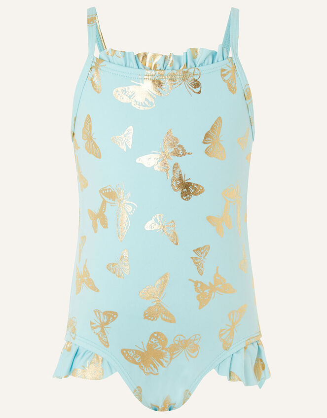 Baby Foil Flutter Swimsuit, Blue (AQUA), large