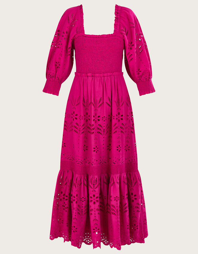 Meera Broderie Midi Dress, Pink (PINK), large