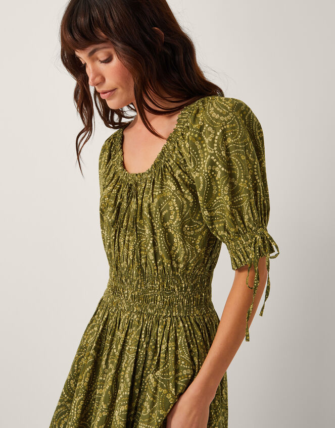 Delma Paisley Print Midi Dress, Green (GREEN), large