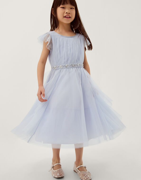 Pennie Embellished Ruffle Party Dress, Blue (PALE BLUE), large