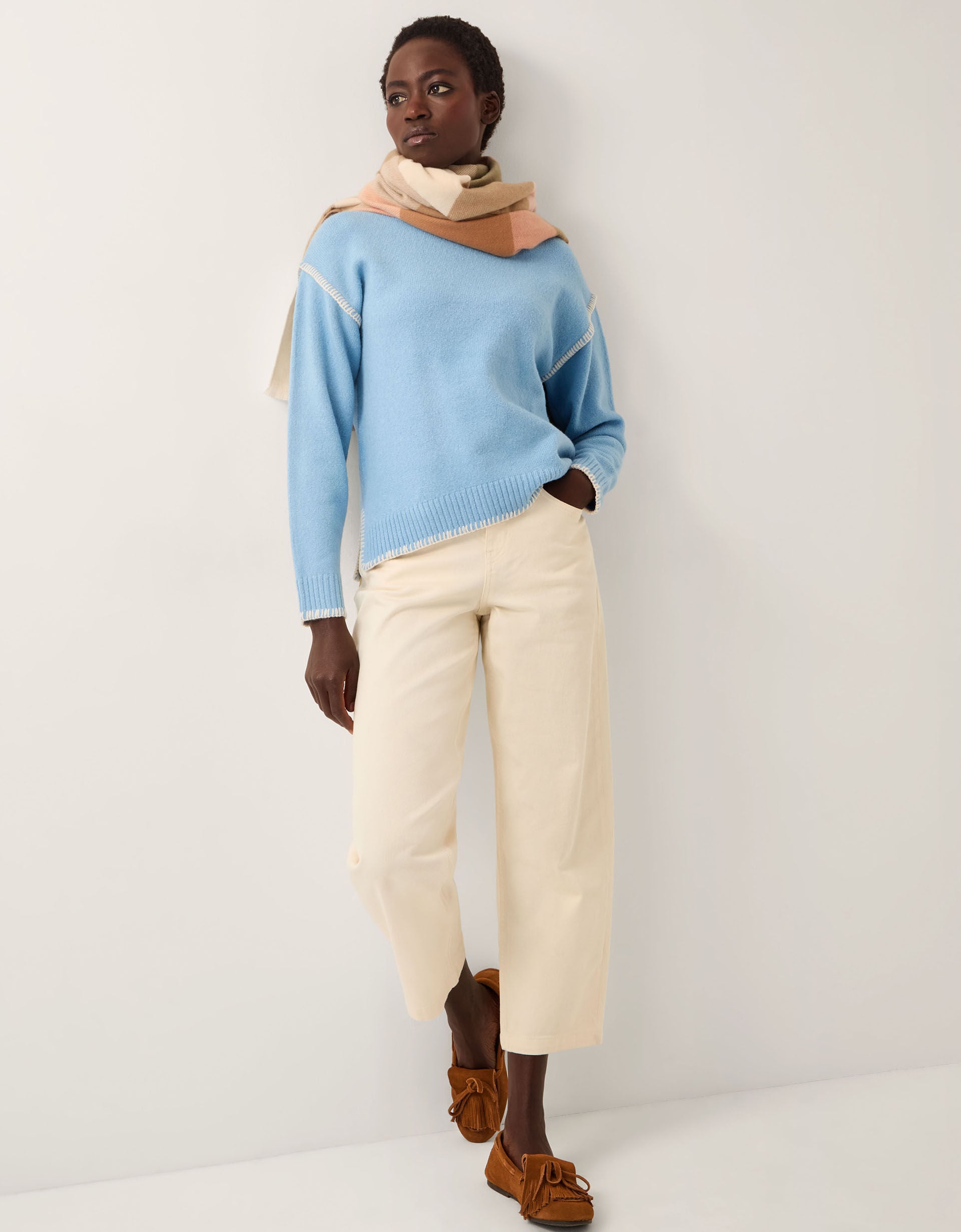 Shayla Whipstitch Jumper Blue | Jumpers | Monsoon UK.