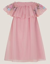 Evita Floral Embroidered Swing Dress, DARK PINK, large