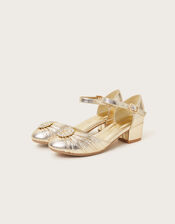 Pleated Two-Part Heels, Gold (GOLD), large