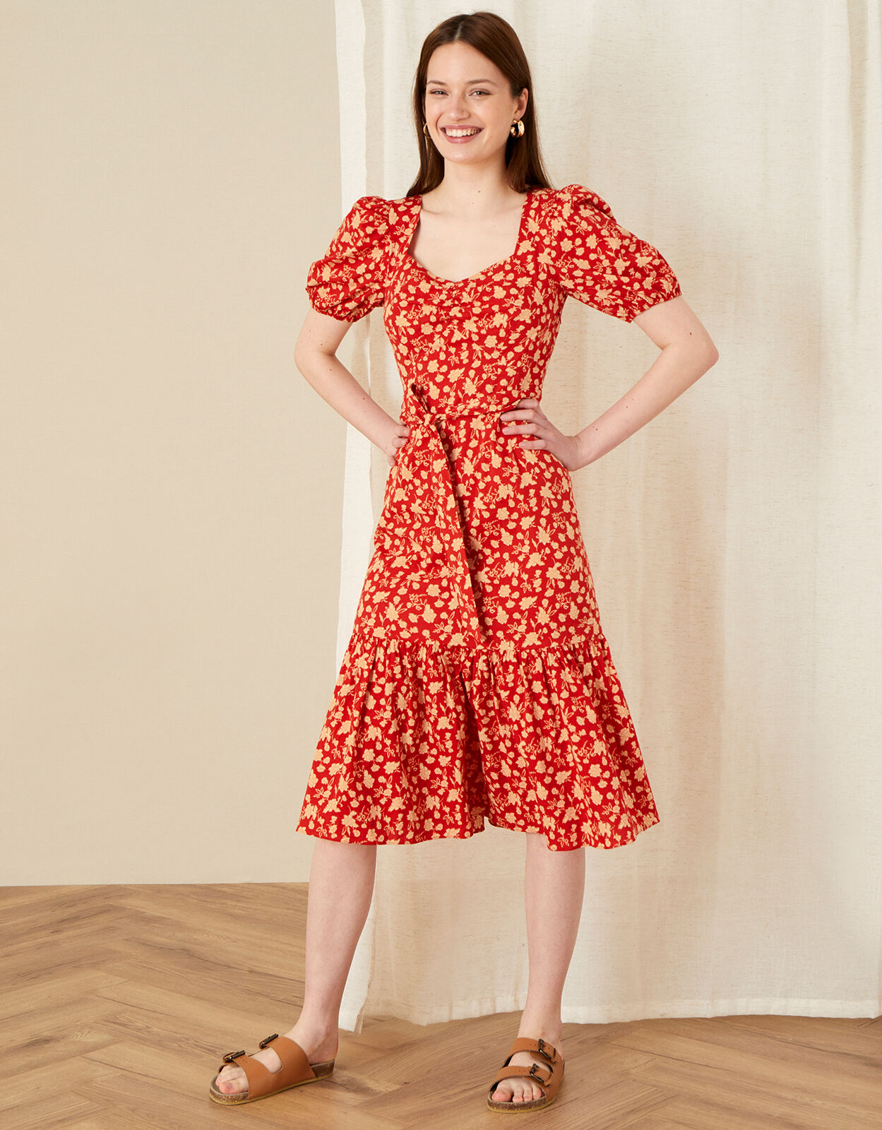 Monsoon red hot sale floral dress