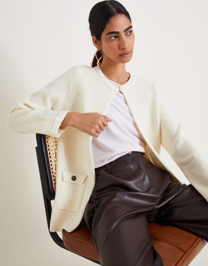 Tabby Textured Open Front Cardigan Ivory | Cardigans | Monsoon UK.