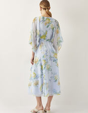 Rowan Floral Wrap Midi Dress, Blue (PALE BLUE), large