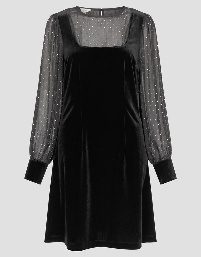 Mel Sheer Sleeve Velvet Mini Dress, Black (BLACK), large